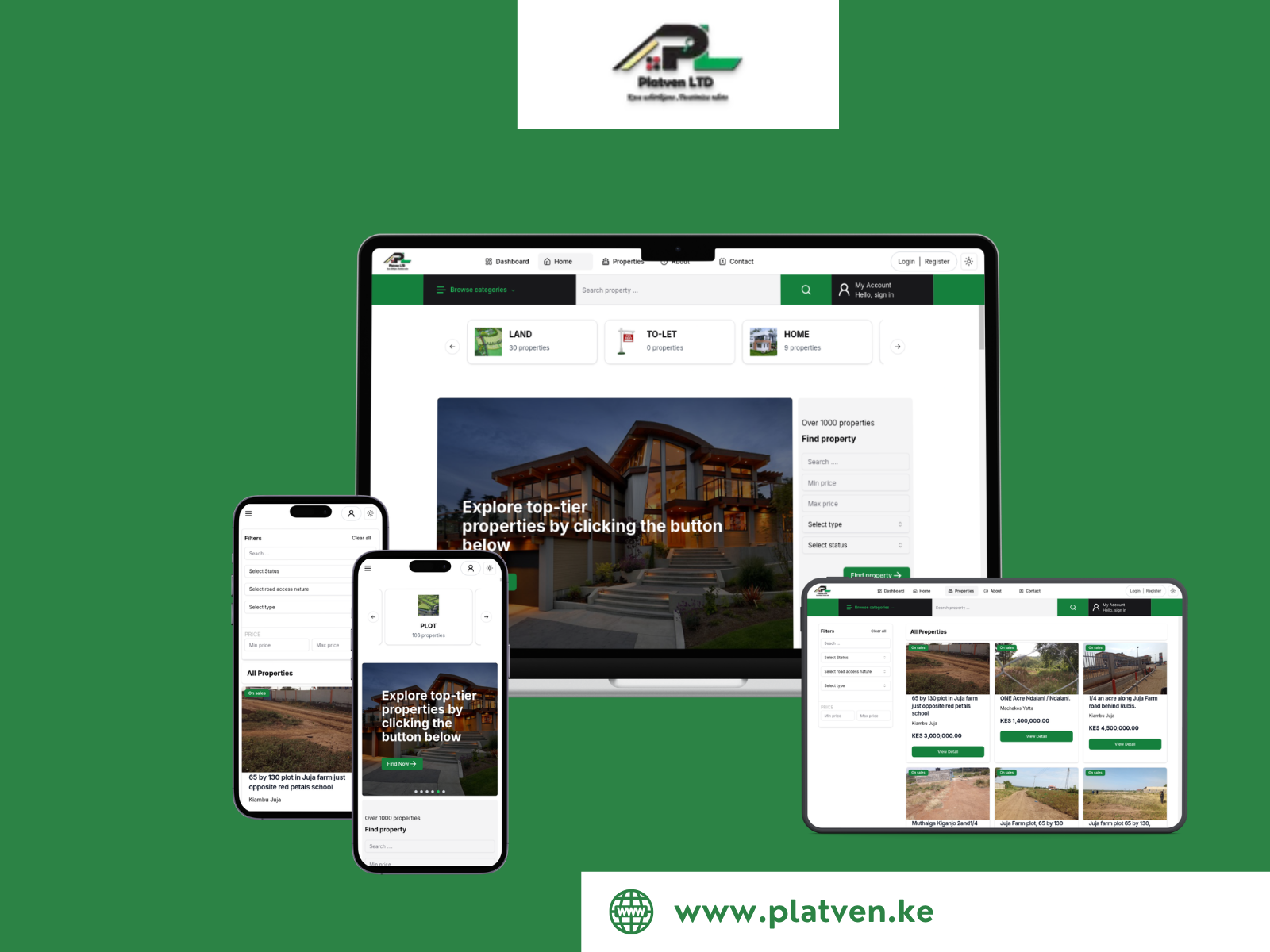 Screenshot of Property Management Platform