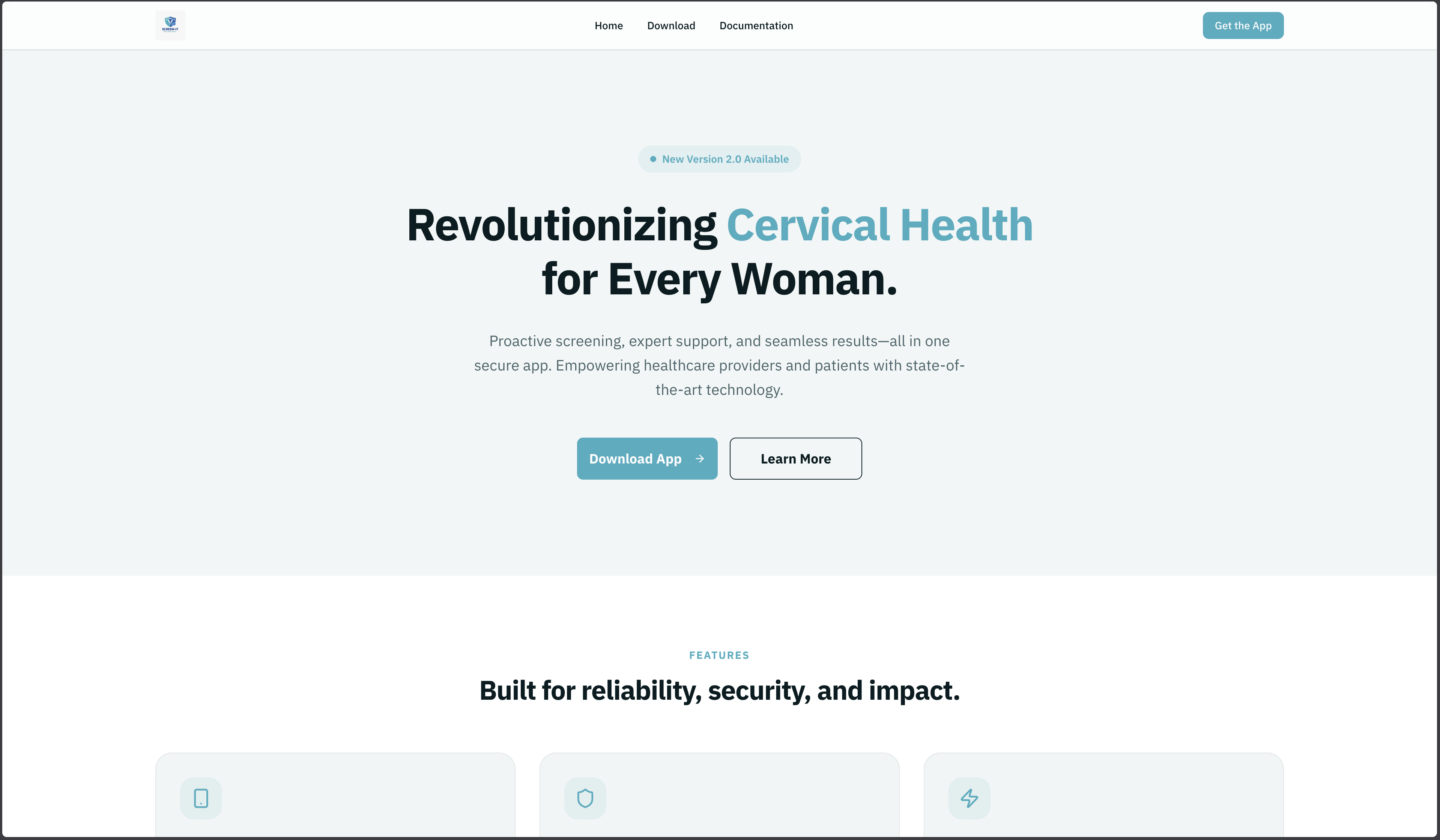 Screenshot of SCREENIT Cervical Screening App